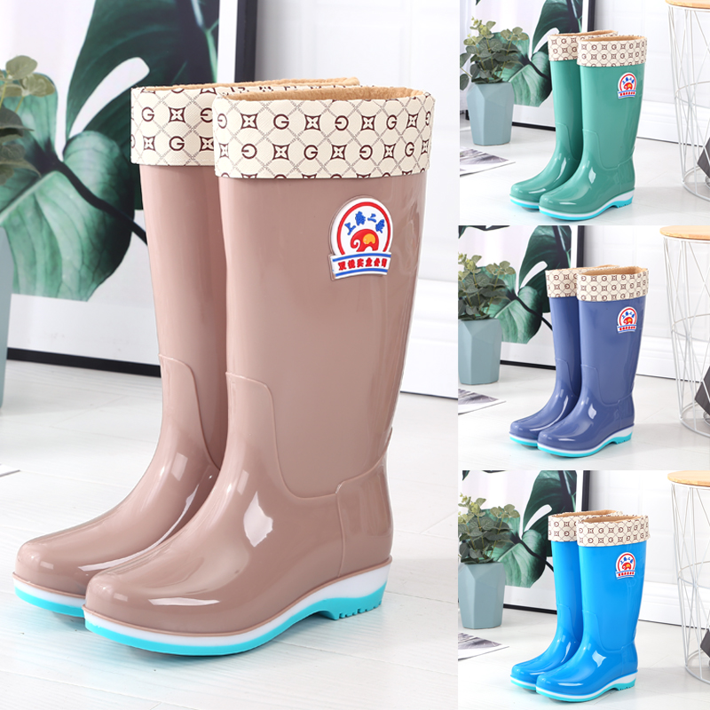 上海雨鞋女高筒雨靴长筒水靴水鞋加绒防滑胶鞋套鞋时尚冬雨鞋中筒
