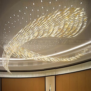 大型酒店大堂工程定制异形玻璃水晶灯具售楼部走廊宴会厅饭店吊灯