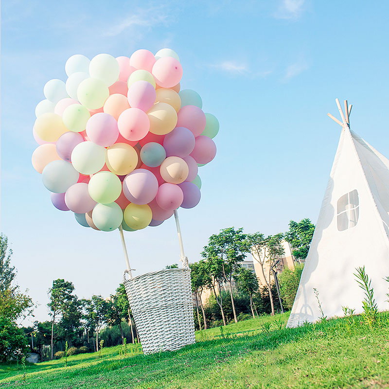 ins热气球造型篮子马卡龙气球浪漫求婚告白布置百天生日派对装饰