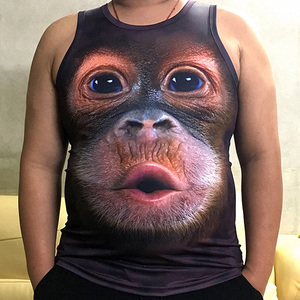 搞笑大猩猩背心男夏季个性恶搞怪3d图案猴子大码t恤无袖衣服马甲