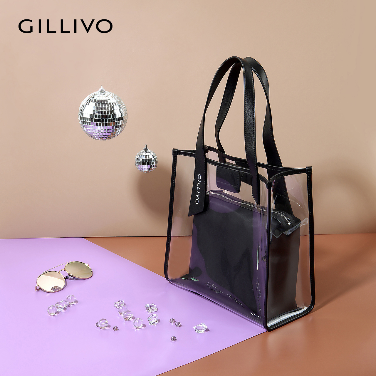 Gillivo嘉里奥欧美时尚女单肩包手提包 2019新款透明果冻购物袋