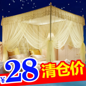 三开门蚊帐1.2m1.5m1.8m床双人家用新款公主宫廷加厚加密学生纹帐蚊帐