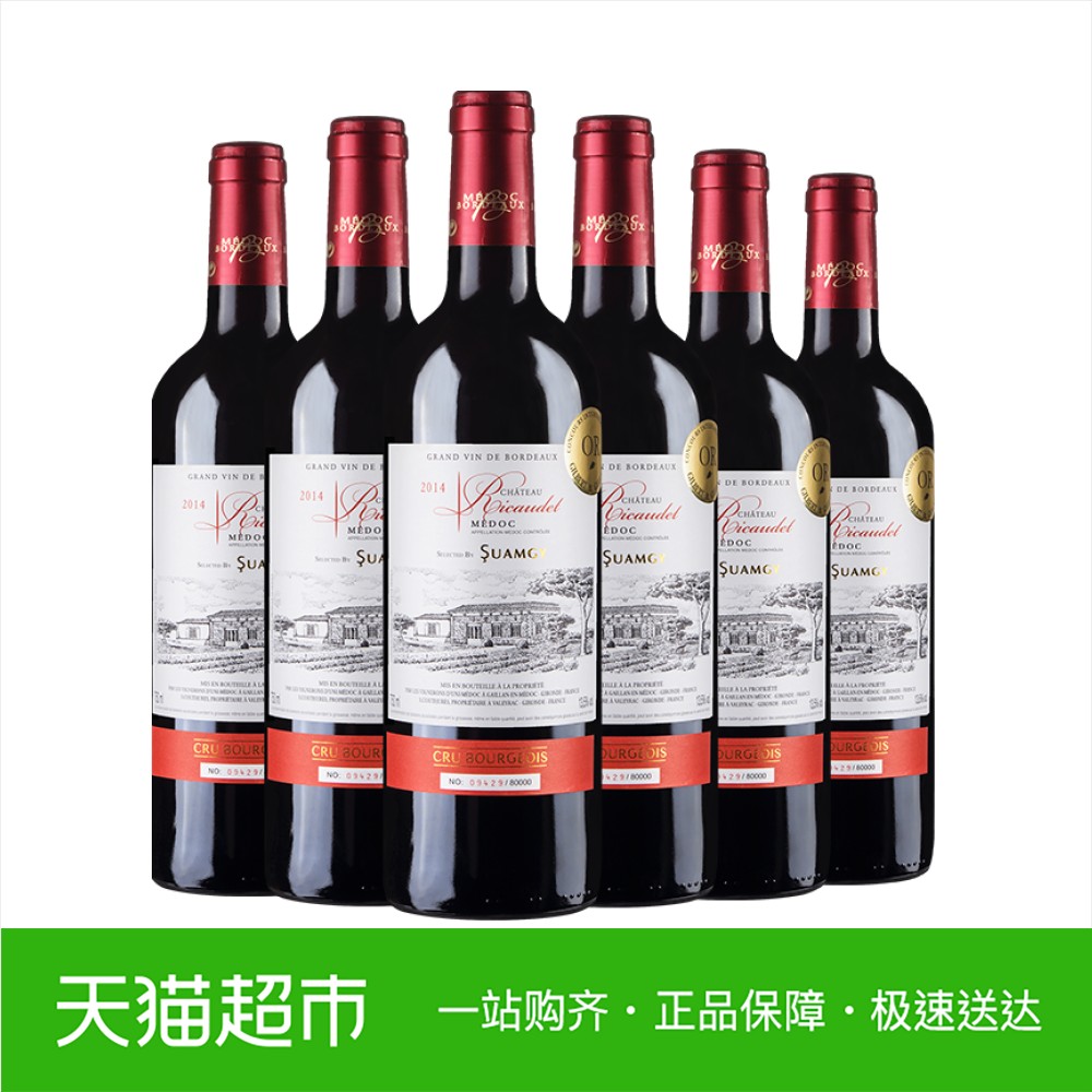 圣芝红酒 法国中级庄梅多克干红AOC葡萄酒750ml*6瓶