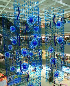 圣诞节装饰秋季美陈蓝色海洋主题吊饰商场天井布置节庆氛围挂件