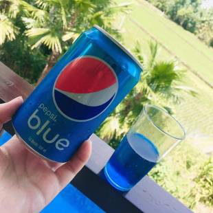 【2罐装 玻璃杯】巴厘岛进口饮料 蓝色百事可口可乐pepsi blue