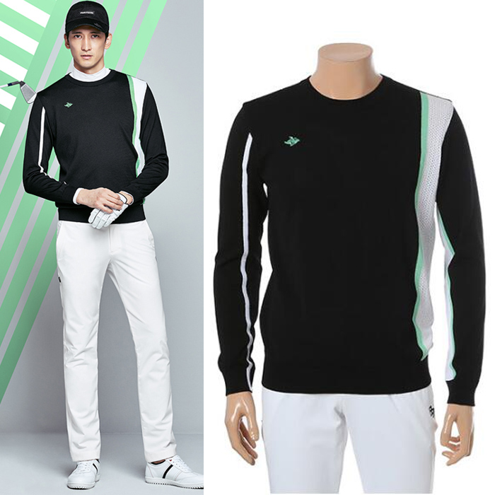 2018春季新款韩国代购pg*品牌高尔夫服装男款撞色毛衣线衫golf
