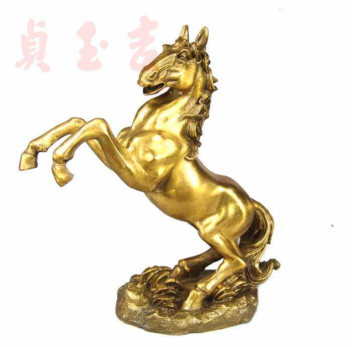正品开光纯铜力马攀金摆件家居饰品立马发财促官运助事业化天斩煞