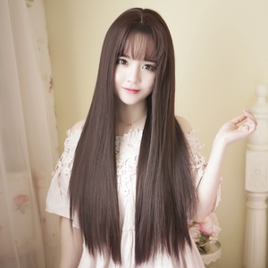 假发女长直发空气刘海韩国女士发套蓬松自然学生黑长发可爱发型