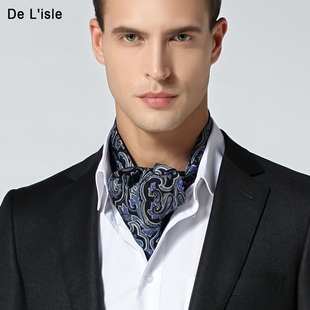 de lisle 双面真丝 男士领巾 西装衬衫长方巾丝巾 桑蚕丝围巾秋冬