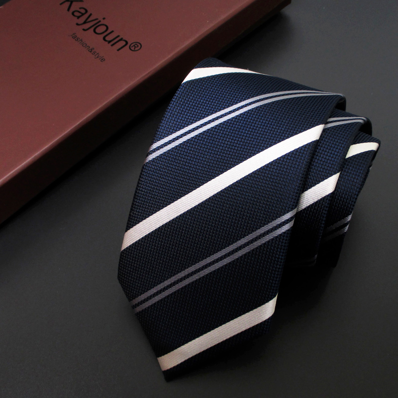 KAYJOUN领带男正装商务时尚韩版桑蚕丝窄领带8cm蓝色礼盒装
