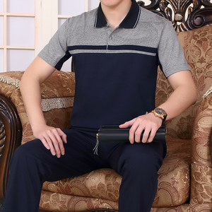运动套装男夏季薄款短袖休闲运动服父亲节大码中老年爸爸装两件套短袖爸爸装