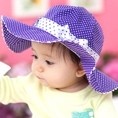 2013春夏新款 韩版波点大帽檐婴幼儿童遮阳帽 女宝宝盆帽渔夫帽