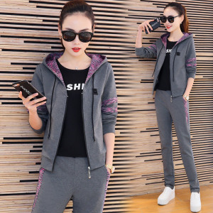 运动套装女春秋2018新款春装时尚女装卫衣三件套衣服潮休闲运动服休闲套装女