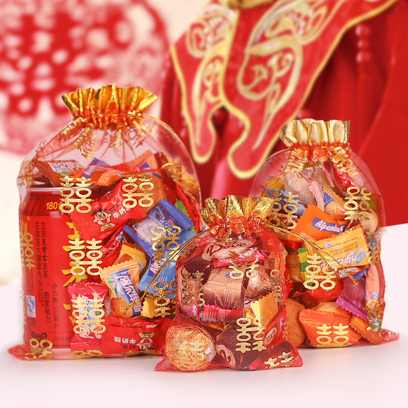 菲寻 婚礼结婚庆用品苏杭纱袋喜糖袋创意中国风糖果糖袋喜糖盒子