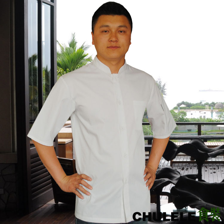 厨乐乐酒店餐厅食堂厨房厨师服装短袖夏装 厨师长工作服制服男