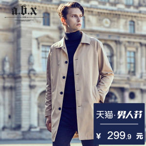 春季风衣男中长款韩版帅气潮牌英伦男士潮流薄款翻领青年外套百搭风衣