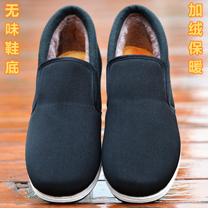 老北京布鞋男棉鞋黑色工作中老年千层底轻底加绒保暖传统老人棉鞋