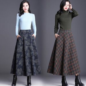冬季毛呢长裙女图片