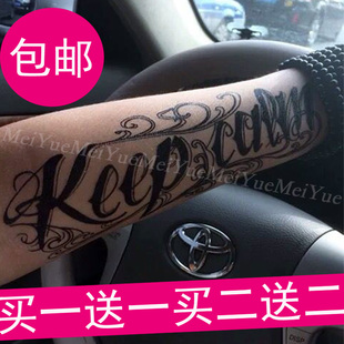 原创纹身贴男女防水持久 一次性花臂刺青个性字母英文情侣贴纸