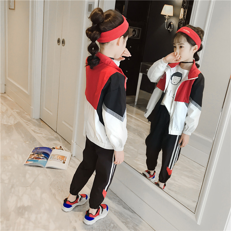 女童春装春秋套装2019新款儿童时尚韩版中大童时髦运动两件套洋气