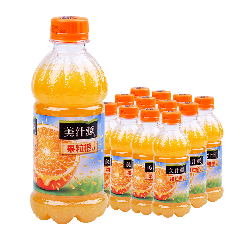 美汁源果粒橙300ml*12瓶装橙味果汁果肉饮料可口可乐出品整箱包邮