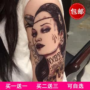 class=h>纹身贴 /span>防水 逼真 彩色美女花臂性感人物头像刺青夜店