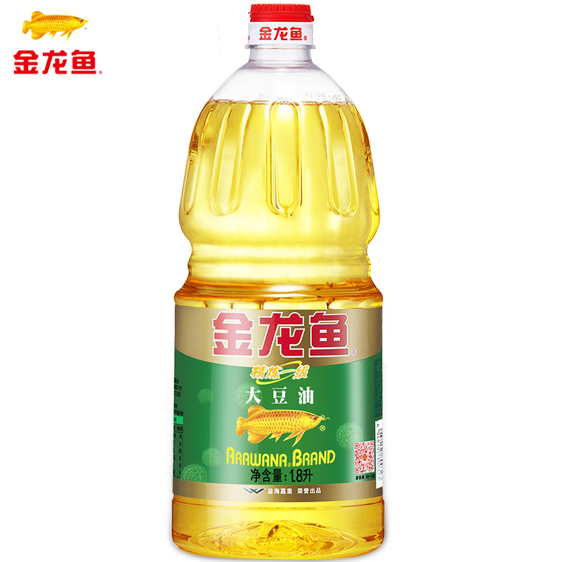 金龙鱼大豆油1.8L瓶装 精炼一级植物油色拉油食用油小瓶烘焙蛋糕