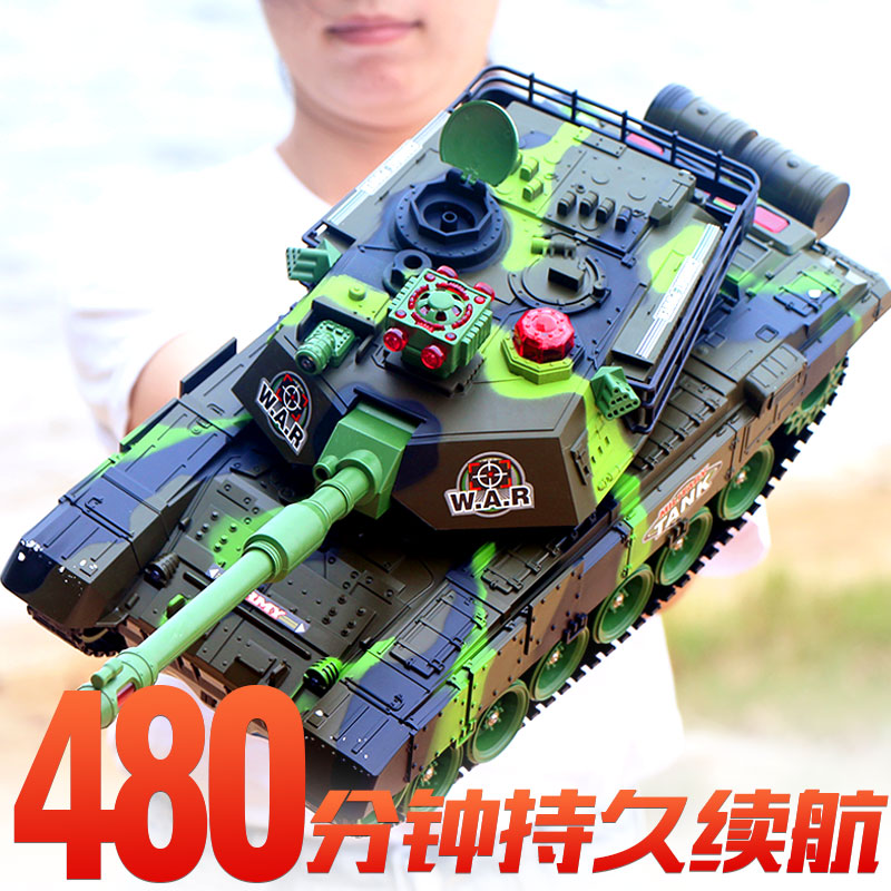 超大遥控坦克可发射亲子对战充电动坦克玩具履带式男孩越野车玩具