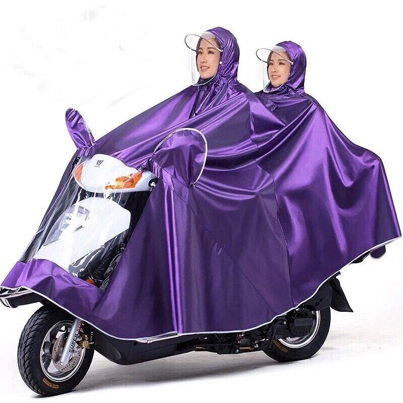 好乐佳电动车摩托车成人雨披男女双人电瓶车双面罩加大加厚雨衣