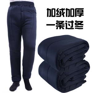 中老年棉裤 span class=h>男 /span>加厚加绒冬季爸爸高腰深裆保暖裤