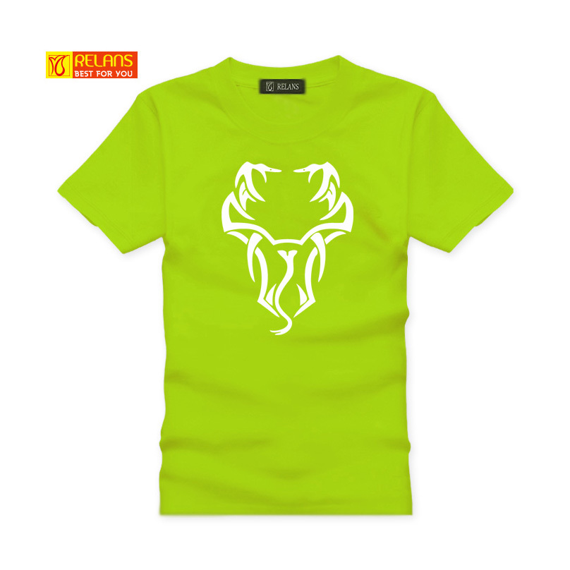 RELANS J3046 个性美式摔跤 毒蛇印花 男女同款纯棉短袖T恤绿色