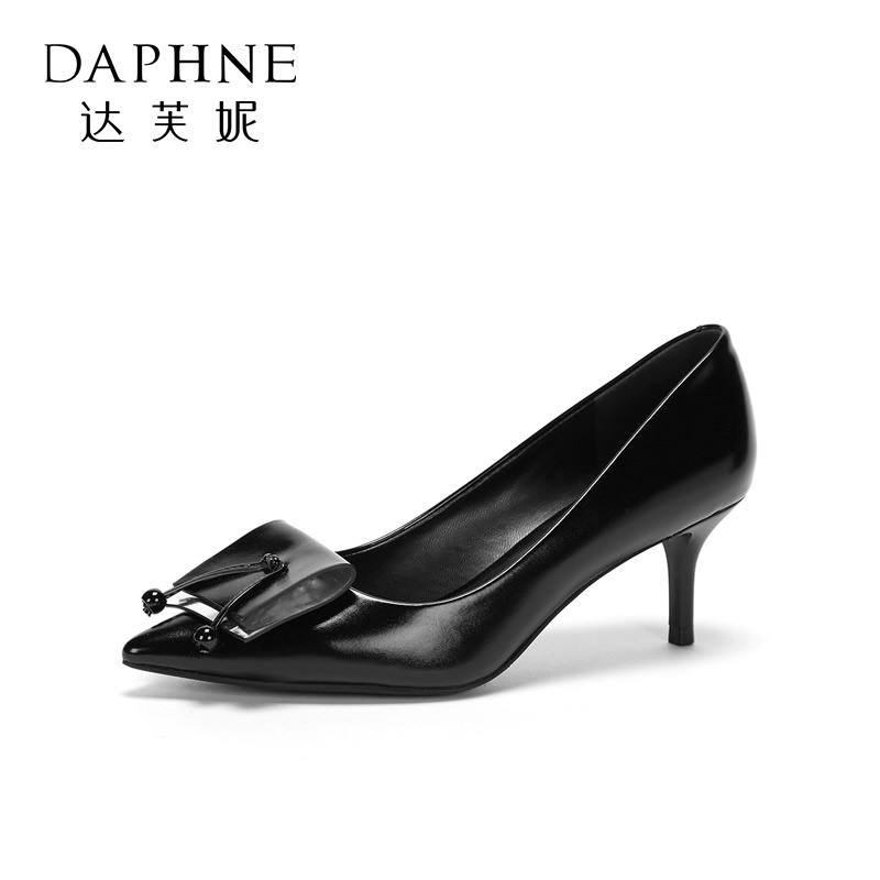 Daphne/达芙妮圆漾女鞋春秋单鞋时尚通勤OL尖头撞色女单鞋