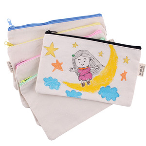 儿童手绘空白笔袋幼儿园白模彩绘帆布包diy创意美术绘画涂鸦袋子