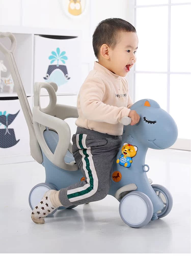 木马塑料骑马儿童加厚早教幼儿1-2周岁带音乐安全梦幻小餐车推行