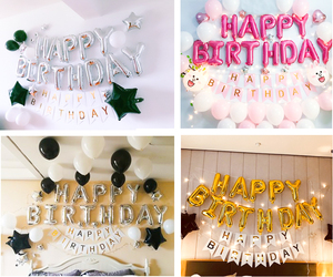 宝宝生日派对装饰字母气球套装 happy birthday 100天背景墙布置