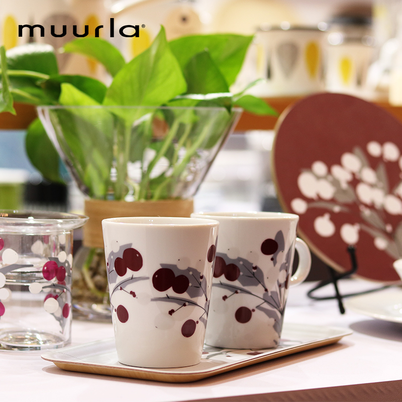 芬兰MUURLA snowberry雪果系列陶瓷杯碗玻璃杯烛台木托盘砧板锅垫