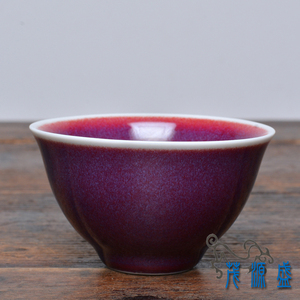 【茂源盛】台湾三希陶瓷早期郎红釉宝石红茶杯铜红釉钧窑仿晓芳窑