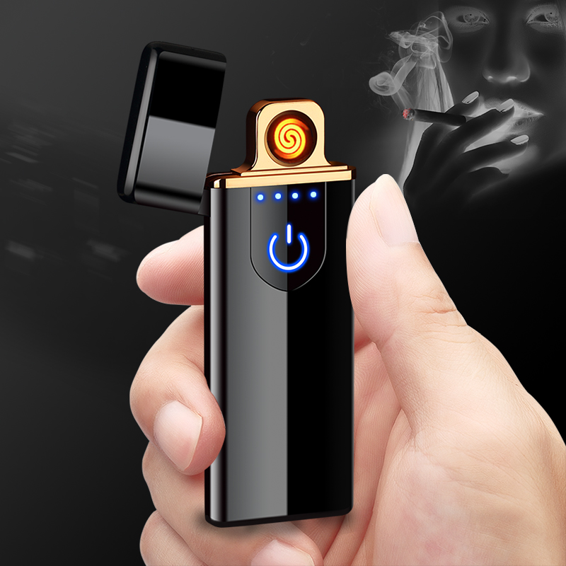 三桥网红USB充电打火机创意个性男士钨丝火机超薄送男友激光定制