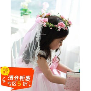 儿童头纱花童发箍  span class=h>婚纱 /span>摄影儿童花环小伴娘花童