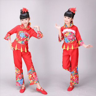 红红的中国结舞蹈服儿童张灯结彩开门红演出服小荷风采女童秧歌服