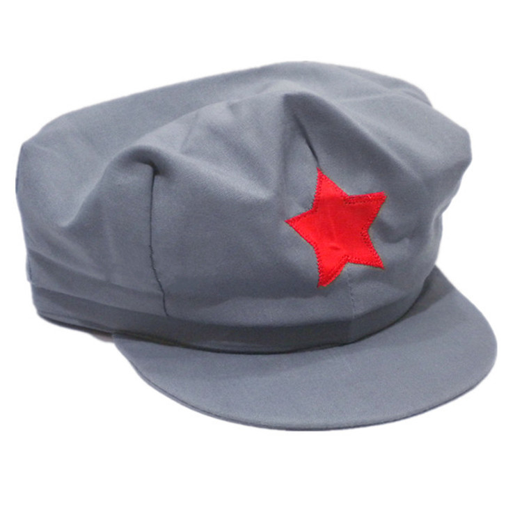红军帽儿童成人灰军帽灰八角八路军帽红五角星帽红卫兵帽子绿军帽