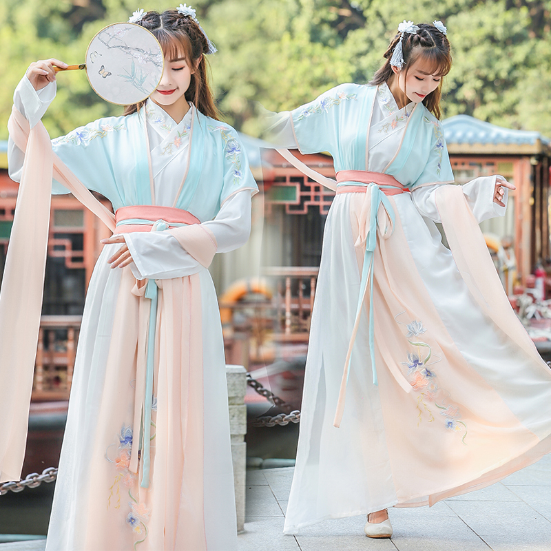 重回日常汉元素汉唐学生改良汉服女半臂中国风齐腰襦裙古服女秋装