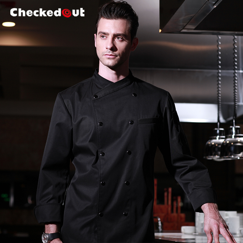厨师服长袖定制双排扣餐厅厨师衣服厨房后厨总厨服装厨师长工作服
