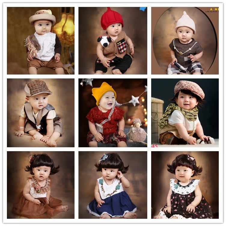 儿童摄影道具宝宝周岁照片衣服韩版婴儿摄影服装新生儿拍照服饰男