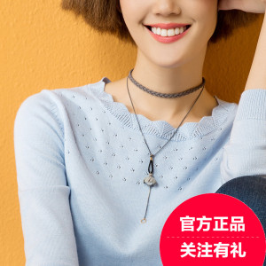 熙世界女装2018春季新款针织衫打底衫圆领套头毛衣女薄款长袖上衣毛衣