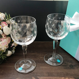 现货日本 span class=h>tiffany /span> 蒂芙尼红酒杯高脚杯玻璃雕花 