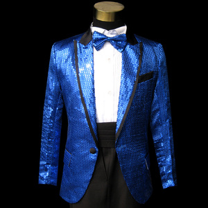 男士套装全蓝亮片演出服装舞台演出套装表演西装演唱会歌手3095