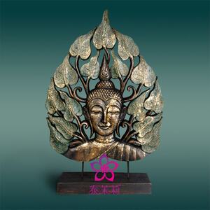 泰国木雕佛像佛头工艺品摆件 东南亚菩提佛头像玄关摆设家居装饰