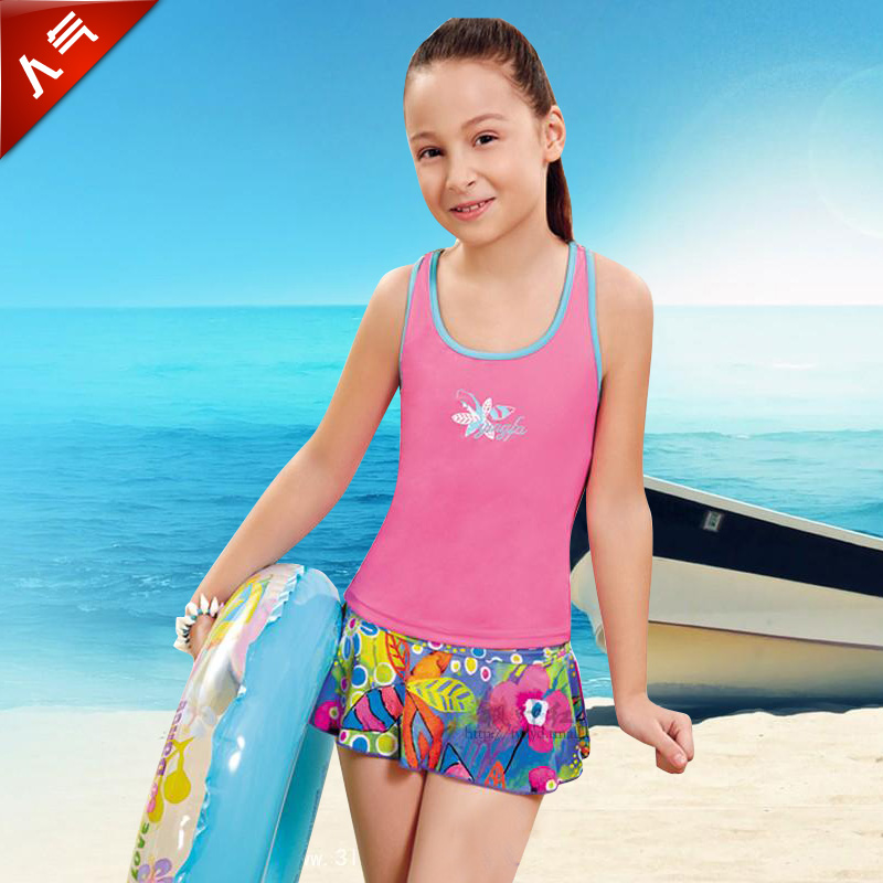 英发儿童泳衣女童分体裙式中大童游泳衣休闲女孩泳装y0323