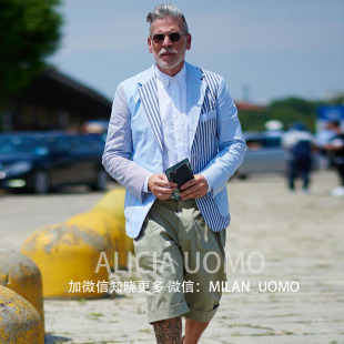 nick wooster西装短裤男夏季 男士纯棉休闲五分阔腿裤宽松中裤潮